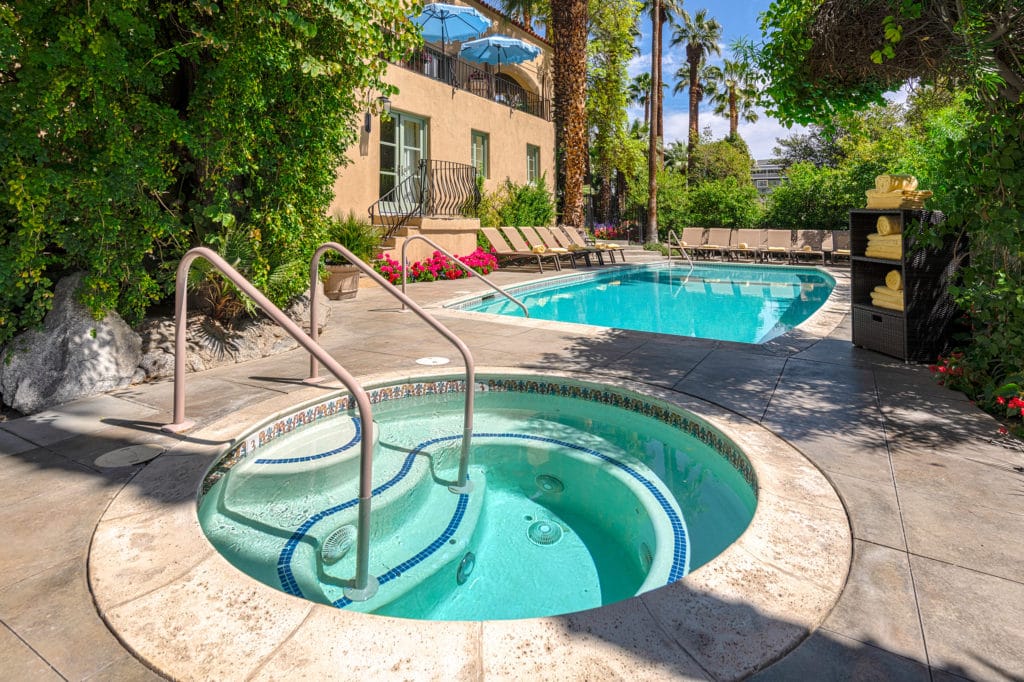 A dip in the pool of our Palm Springs Hotel may just be the thing after a day on the trails at Indian Canyons in Palm Springs.