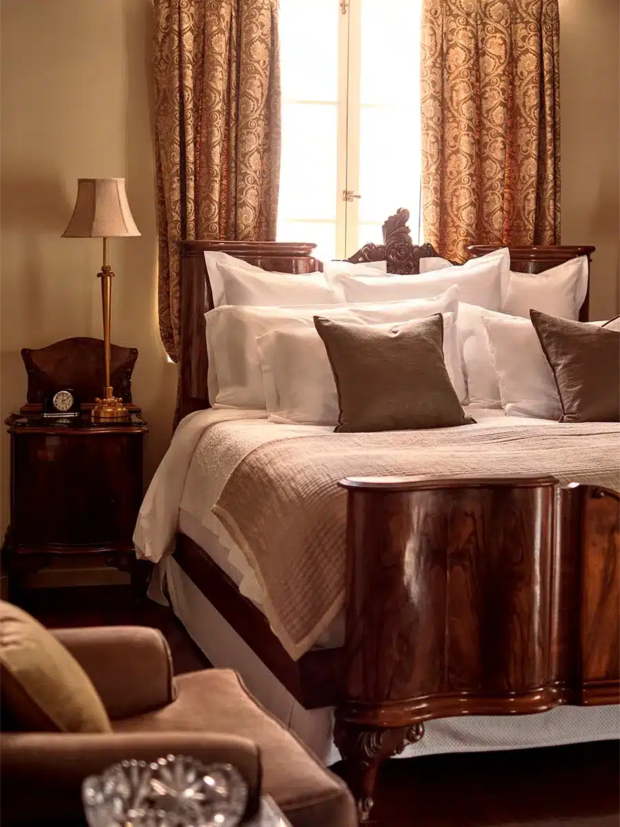 Library room bed with nightstand