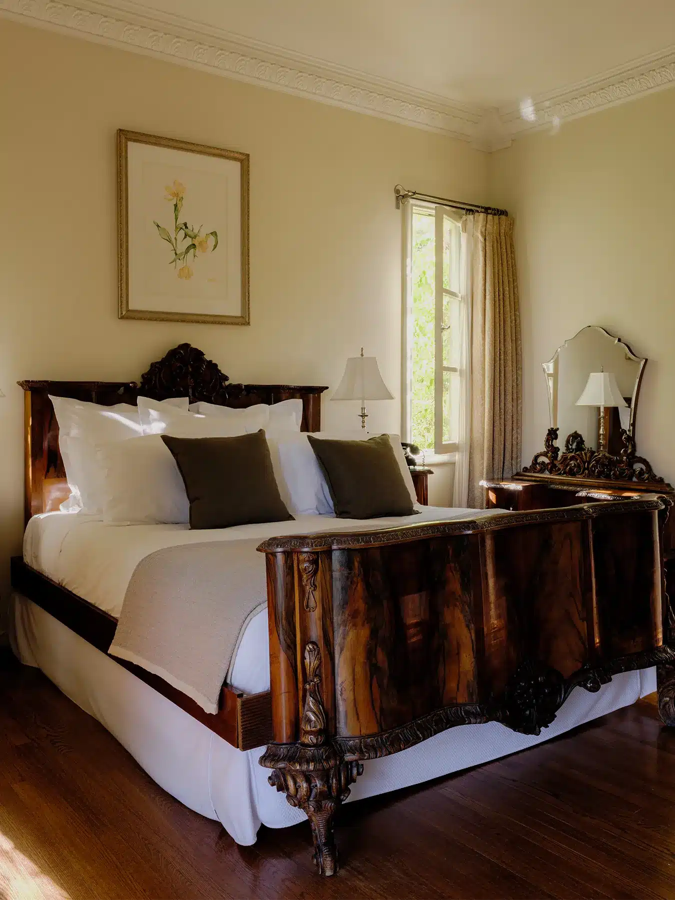 Marion Davis room bed with desk and light filled open window